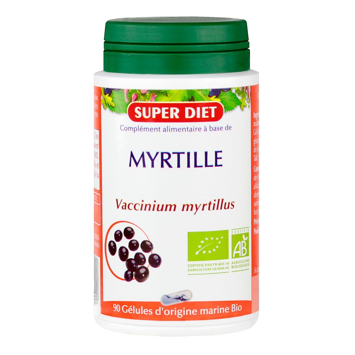 Complément Alimentaire Myrtille Bio - 200 Gélules - Fabriqué En France - Pour La Vision Et La Mémoire