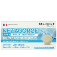 Nez & gorge 2en1 facilite la respiration menthe glaciale 24 comprimés