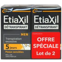 Homme détranspirant transpiration excessive roll-on sans parfum 2x15ml