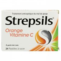 Strepsils orange vitamine C 24 pastilles à sucer