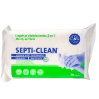 Septi-Clean 70 lingettes désinfectants 2en1 main et surface