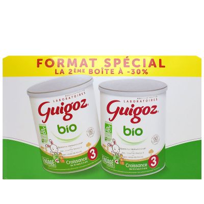 Le lait Croissance Guigoz Bio est un lait de suite destiné aux