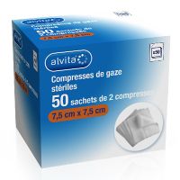 50 x 2 compresses gaze stériles 7,5x7,5cm