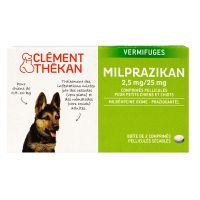 Milprazikan 2 comprimés vermifuge 2.5mg / 25mg