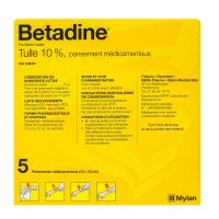 Betadine tulle 10% 5 pansements - 10x10cm