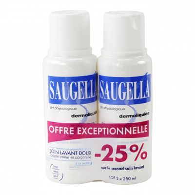 Saugella Dermoliquide Soin Lavant intime - 2x500ml + 100ml OFFERT