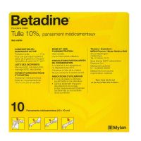 Betadine tulle 10% 10 pansements - 10x10cm