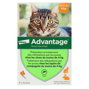 Advantage chats & lapins -4kg - 6 pipettes
