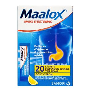 Maalox suspension buvable 20 sachets citron