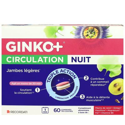 Ginko+ Circulation nuit jambes légères 60 comprimés