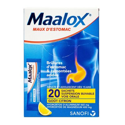 Maalox suspension buvable 20 sachets citron