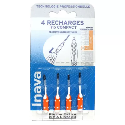 4 recharges brossettes interdentaires orange 1,2mm