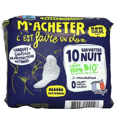 M'acheter 10 serviettes hygieniques nuit flux abondant
