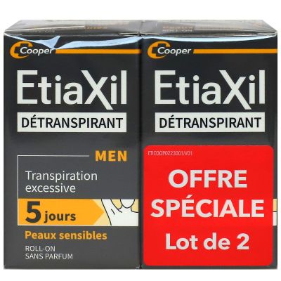 Homme détranspirant roll-on sans parfum 2x15ml