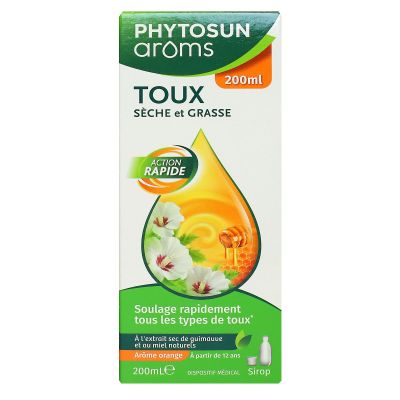 Sirop toux sèche et grasse action rapide arôme orange 200ml