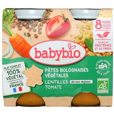 Pates bolognaises végétales lentilles tomates +8 mois  2x200g