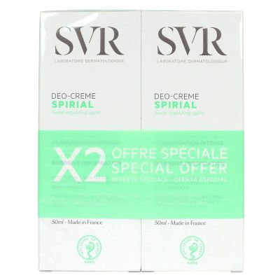 Spirial déo crème anti transpirant 48h 2x50ml