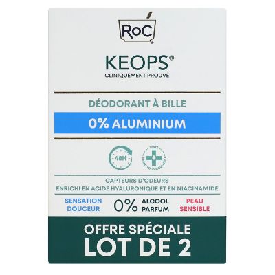 Keops déodorant roll-on 0% aluminium 2x30ml