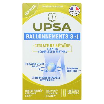 Ballonnements 3en1 citrate de betaine 40 gélules végétales