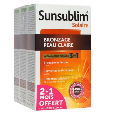 Sunsublim 3en1 bronzage peau claire préparateur solaire 84 gélules