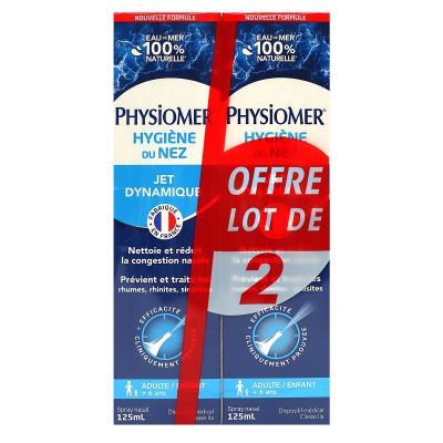 Hygiene du nez spray nasal jet dynamique adulte et enfant 2x125ml