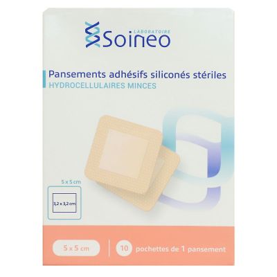 10 x 1 pansement adhésif siliconé stérile 5 x 5cm