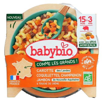 Carotte coquillettes champignon jambon de 15 mois à 3 ans bio 200g