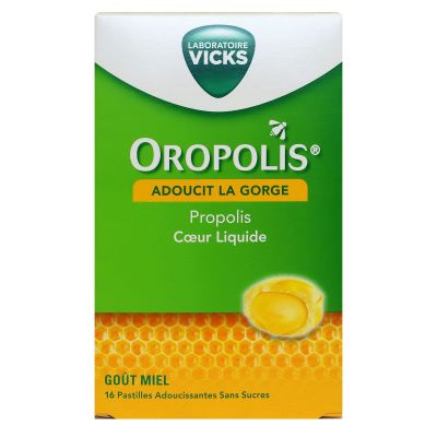 Oropolis cœur liquide goût miel 16 pastilles