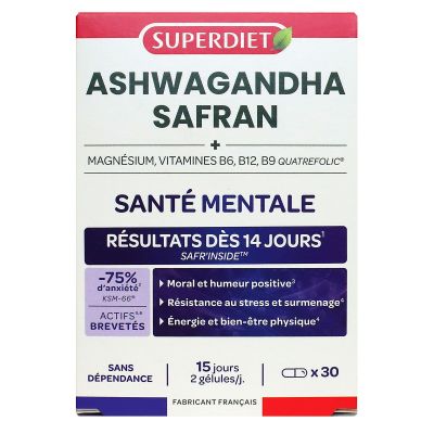 Ashwagandha safran santé mentale 30 gélules