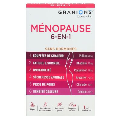 Ménopause 6en1 sans hormone 60 comprimés sécables