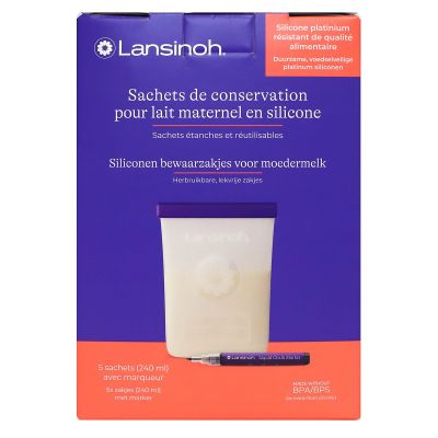 5 sachets x 240ml silicone conversateurs lait maternels avec marqueur