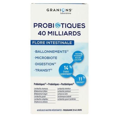Probiotiques flore intestinale 40 gélules