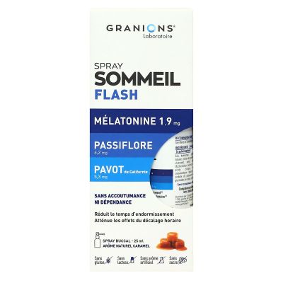Spray sommeil flash melatonine passiflore pavot arome caramel 25ml