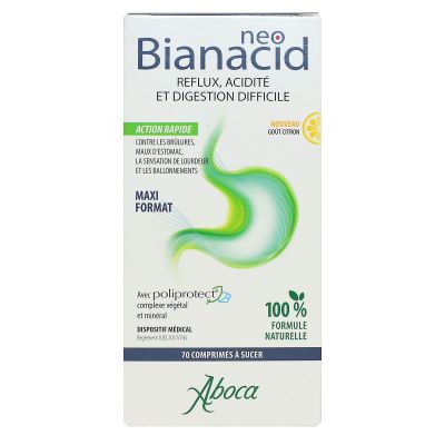 Neo Bianacid reflux acidité et digestion difficile goût citron 70 comprimés