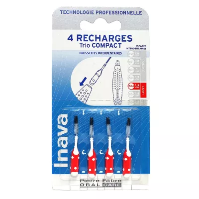 4 recharges brossettes interdentaires rouge 1,5mm