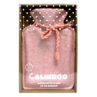 Bouillotte à eau et sa housse Rose pastel 2 L