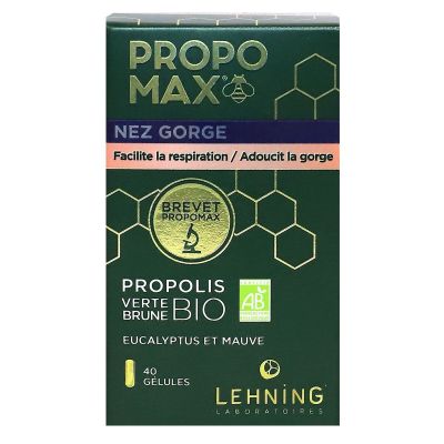 Propomax nez gorge bio propolis verte brune bio 40 gélules