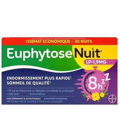 Nuit LP 1,9mg endormissement plus rapide 8h 30 comprimés