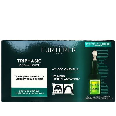 Triphasic Progressive traitement anti-chute longévité et densité 8x5,5ml