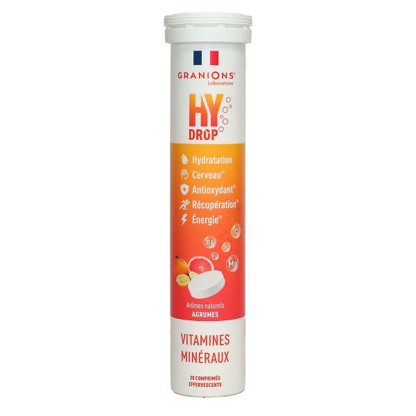 HyDrop vitamines minéraux agrumes 20 comprimés effervescents