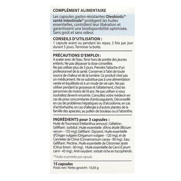 Digestarom Oleobiotic sante intestinale 15 capsules