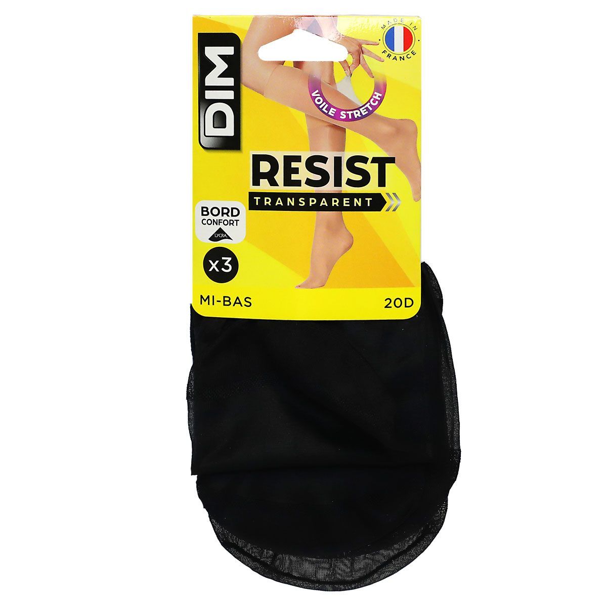 DIM Collant Femme Transparent RESIST BODY TOUCH Noir 20D