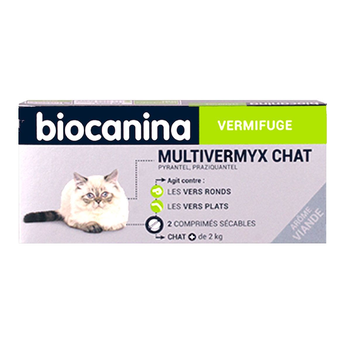 Multivermyx chat Biocanina est un médicament vétérinaire vermifuge sous  forme de comprimés sécables.