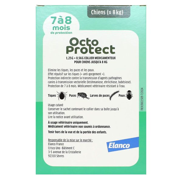 Octo Protect 7-8 mois 1 collier 38cm pour petits chiens -8kg