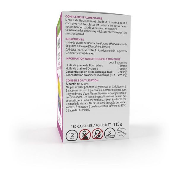 Huile onagre et bourrache 180 gélules