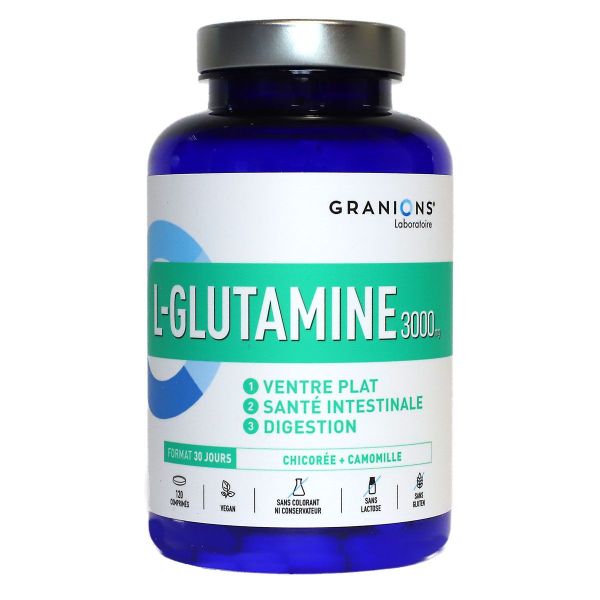 L-Glutamine 3000mg ventre plat digestion 120 comprimés