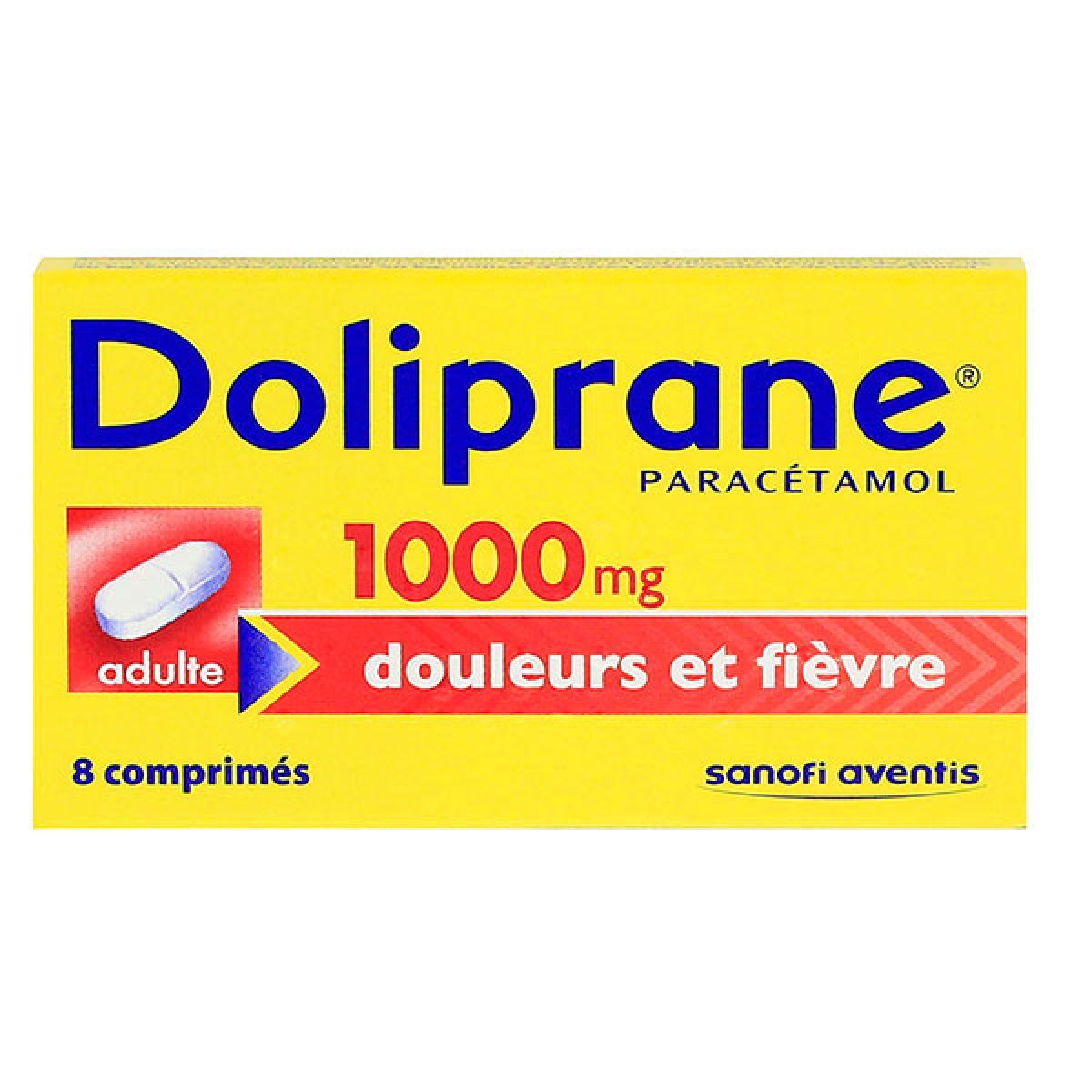 doliprane 1000mg 8 comprimés soulage les douleurs et/ou la fièvre adultes  et enfants de plus de 50kg