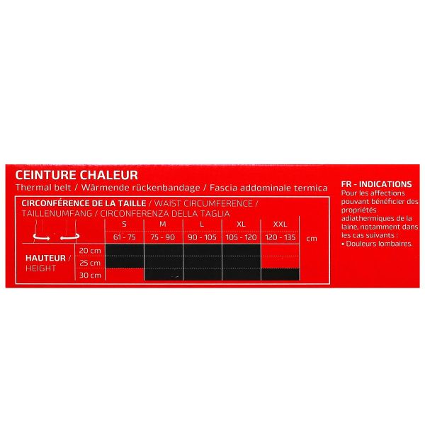 Ceinture chauffante gris anthracite taille Medium hauteur 20cm