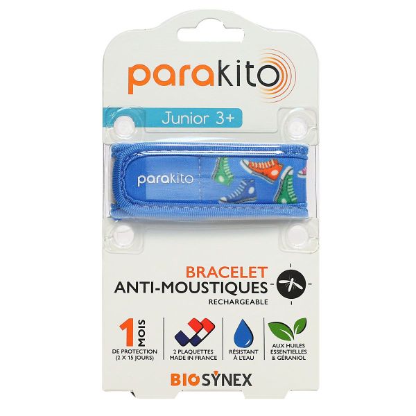 Bracelet anti-moustiques rechargeable Junior +3 ans Baskets avec 2 recharges