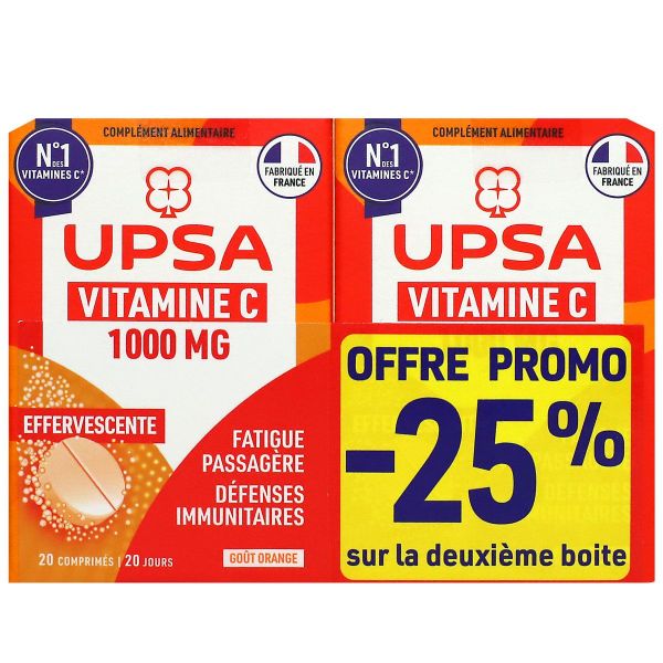 Vitalité Vitamine C 1000mg goût orange 20 comprimés à croquer